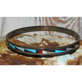 VTG Zuni Sterling Silver Bangle Bracelet 8.5"