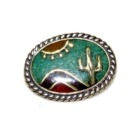 Relios Carolyn Pollack 925 Sterling Silver Cactus Brooch Pin Pendant