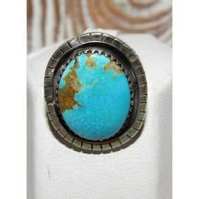 Navajo Royston Turquoise Ring Size 6.5 Sterling Silver Native American