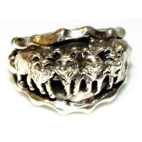 Navajo Wolf Ring Size 11 Sterling Silver Native American