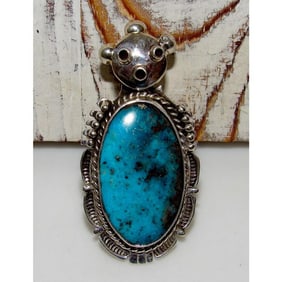 Navajo Kachina Ring Sz 8 Kingman Turquoise Sterling Bennie Ration Signed