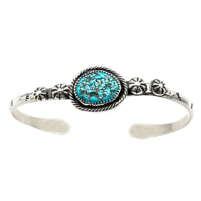 Navajo Kingman Turquoise Stacker Cuff Bracelet Sterling Silve G Wilson