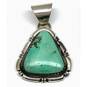 Navajo Royston Turquoise Sterling Silver Pendant R. Billie Native American