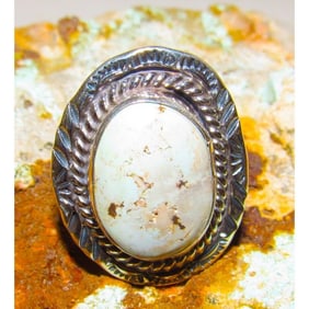 Navajo Dry Creek Turquoise Statement Ring Sz 7 Sterling Silver J Begay