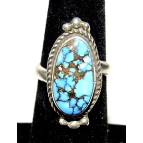 Navajo Golden Hills Turquoise Ring Sz 6 Adjustable Sterling Silver M James