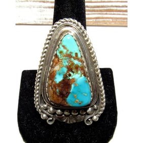 Massive Navajo Royston Turquoise Ring Sz 9 Adjustable Adam Fierro