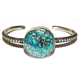 Navajo Spiderweb Kingman Turquoise Stacker Cuff Bracelet Sterling Chimney Butte