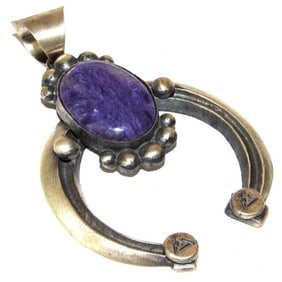 Navajo Naja Pendant Purple Charoite Sterling Chimney Butte