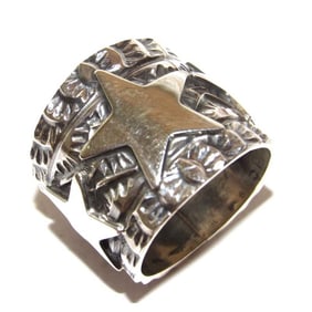 Navajo Sunshine Reeves Star Ring Size 9 Sterling Silver Signed Band Ingot Ring