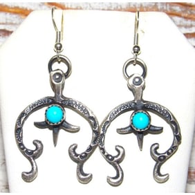 Navajo Sterling Turquoise Naja Earrings Kevin Billah Native American