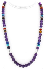 Navajo T. Singer Amethyst Necklace