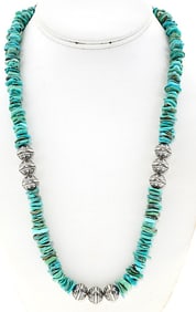 VTG Navajo Turquoise Sterling Navajo Pearls Necklace