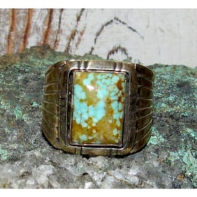 Navajo Number 8 Turquoise Ring Sz 9 Sterling Silver Band Ring