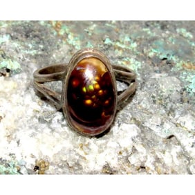 VTG Southwest Sterling Silver Fire Agate Ring Size 7