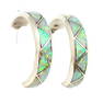 Zuni Opal Inlay Hoop Earrings 1/2?? Diameter Sterling Silver