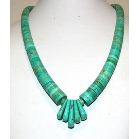 Santo Domingo Royston Turquoise Heishi Necklace Lupe Lovato