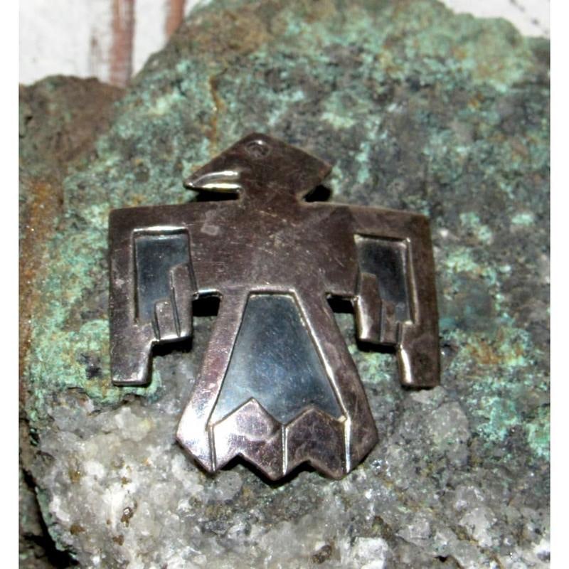 Vintage Mexico Sterling Silver Eagle Thunderbird Brooch Pin (1 of 3)