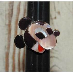Zuni Mickey Mouse Ring Sz 6.5 P. Leekity Sterling Silver Disney Character Ring