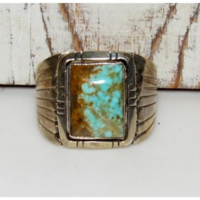 Navajo Number 8 Turquoise Ring Sz 11.5 Sterling Silver Band Ring
