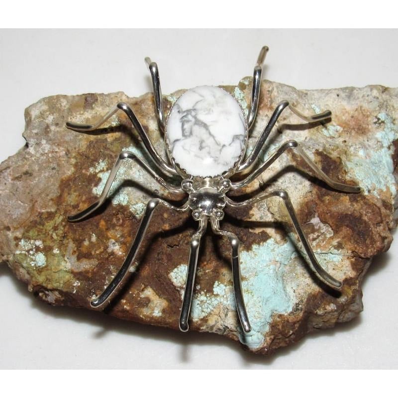 Massive Navajo 925 Sterling Silver Spider Brooch Pin Signed 3.5" (1 of 5)