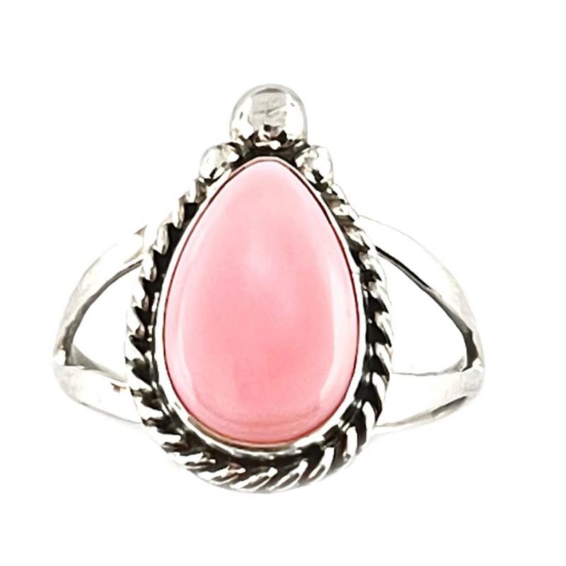 Navajo Pink Conch Ring Size 9 Sterling Silver J. Kee Native American (1 of 3)