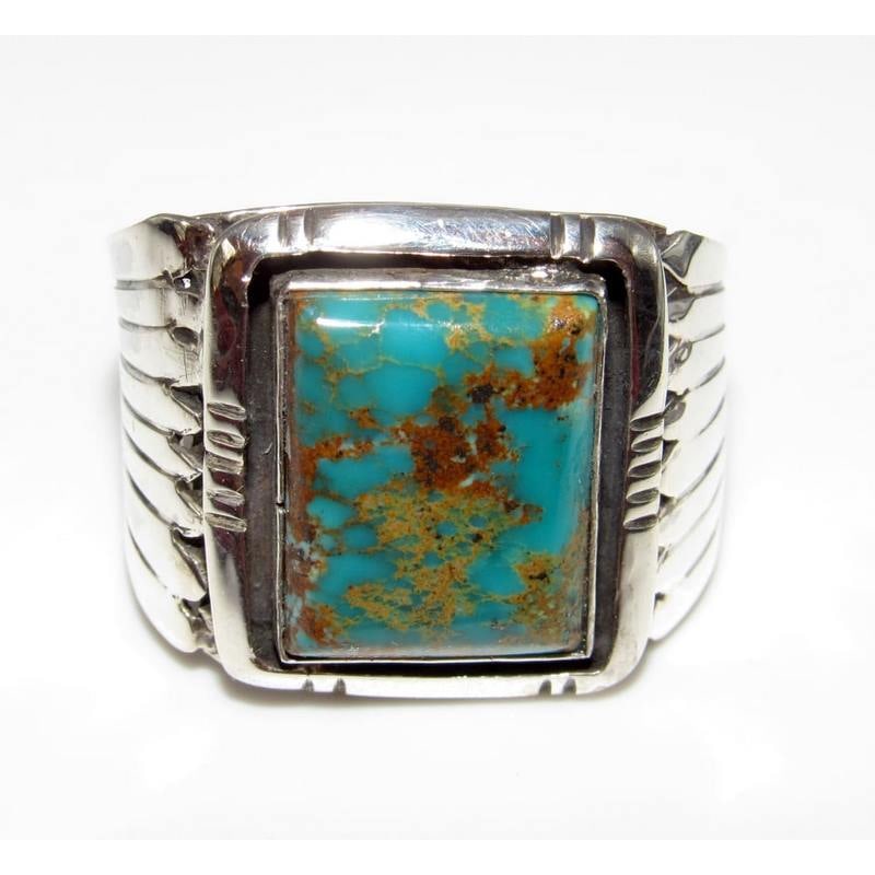 Navajo Royston Turquoise Men Ring Size 11 Sterling Silver Signed (1 of 5)