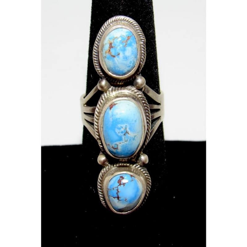 Navajo Golden Hills Turquoise Statement Ring Sz 6.5 Sterling Silver D. Skeets (1 of 3)