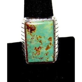 Navajo Royston Turquoise Statement Men Ring Sz 9 R. Jack Sterling Silver