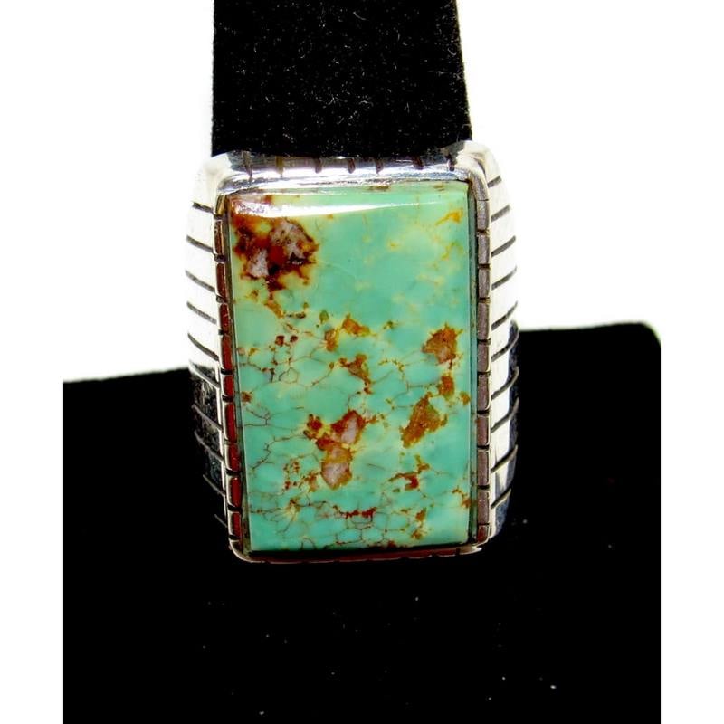Navajo Royston Turquoise Statement Men Ring Sz 9 R. Jack Sterling Silver (1 of 5)