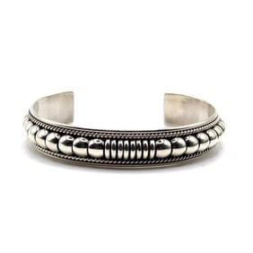 Navajo Sterling Silver Cuff Bracelet Tom Charley Native American Stacker