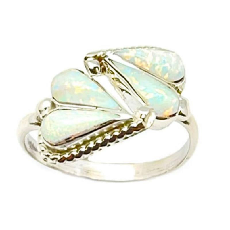 Zuni Opal Heart Ring Sterling Silver J. Cooeyate Size 7 (1 of 3)