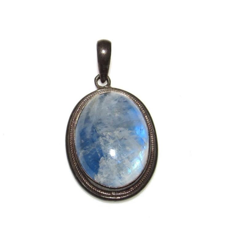 VTG Navajo Rainbow Moonstone Pendant Sterling Silver (1 of 3)