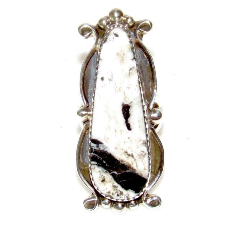Navajo White Buffalo Ring Sz 6 Sterling Silver M. James (1 of 5)