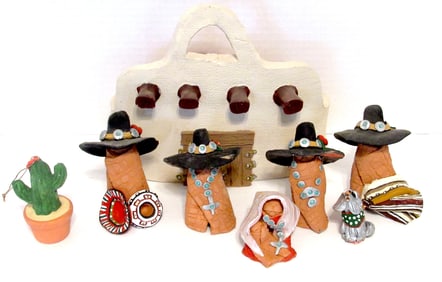 Vintage Southwest Clay Nativity Set