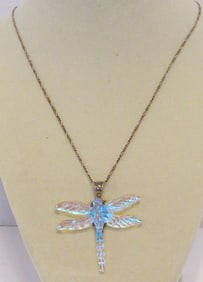 925 Fluorescent Dragonfly Pendant Necklace