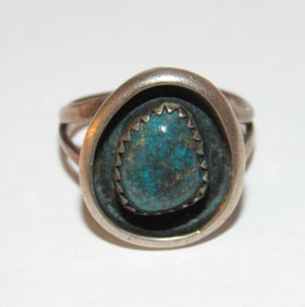 Vintage Navajo Sterling Cerrillos Turquoise Ring Sz 5.5