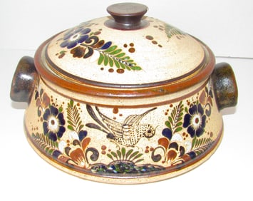 Tonala Mexico Pottery Bowl Dish with Lid