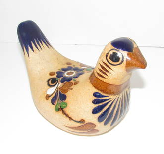 Mexican Tonala Paloma Dove Figurine Pottery. Measures 8" by 5.5": Mexican Tonala Paloma Dove Figurine Pottery