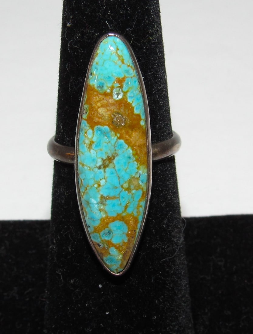 Vintage Navajo Turquoise Sterling Ring Sz 6 (1 of 2)
