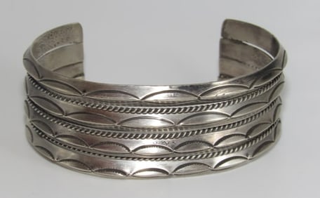 Navajo Sterling Silver Carinated Stacker Cuff Bracelet Ingot Rob Cadman