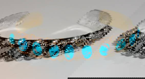 Old Pawn Navajo Raw Kingman Turquoise Cuff Bracelet Sterling: Old Pawn Navajo Raw Kingman Turquoise Cuff Bracelet Sterling Silver. The inside circumferenc is about 6 1/2" FREE US SHIPPING ON ALL JEWELRY!