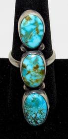 Navajo Royston Turquoise Sterling Silver Ring Sz 8