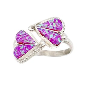 Zuni Opal Heart Ring Sterling Silver J. Cooeyate Size 8