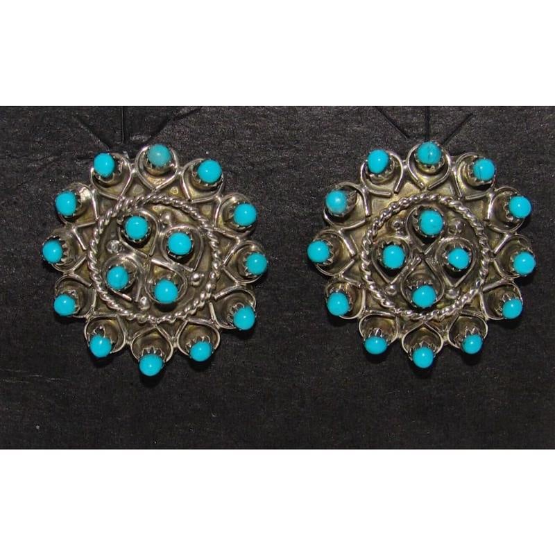 Zuni Snake Eye Turquoise Post Stud Earrings Sterling Silver Native American (1 of 4)