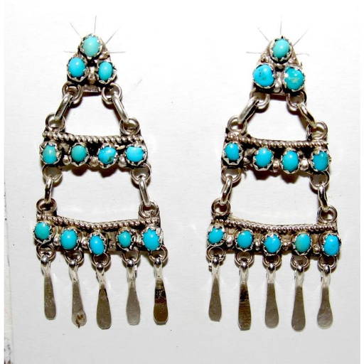 Exquisite Native American Zuni Synthetic Opal Sterling Silver Chandelier Earrings Exquisite Native American Zuni Synthetic Opal Sterling Silver Chandelier Earrings