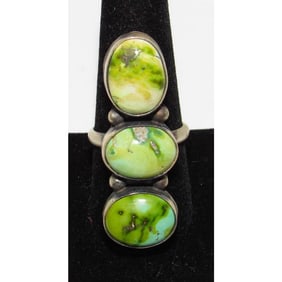 Navajo Sonoran Gold Turquoise Ring Sz 9.5 Sterling Silver