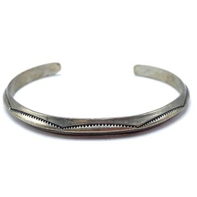 Old Pawn Navajo Carinated Ingot Cuff Bracelet Sterling Silver Native American