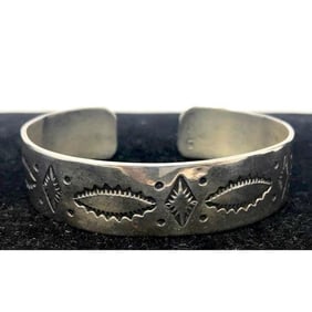 Old Pawn Navajo Stacker Cuff Bracelet Ingot Sterling Silver Vintage L.Begay
