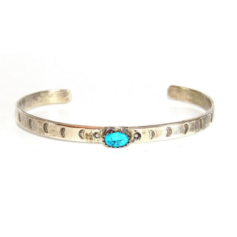 VTG Navajo Turquoise Bracelet Sterling Silver Stacker Cuff (1 of 3)