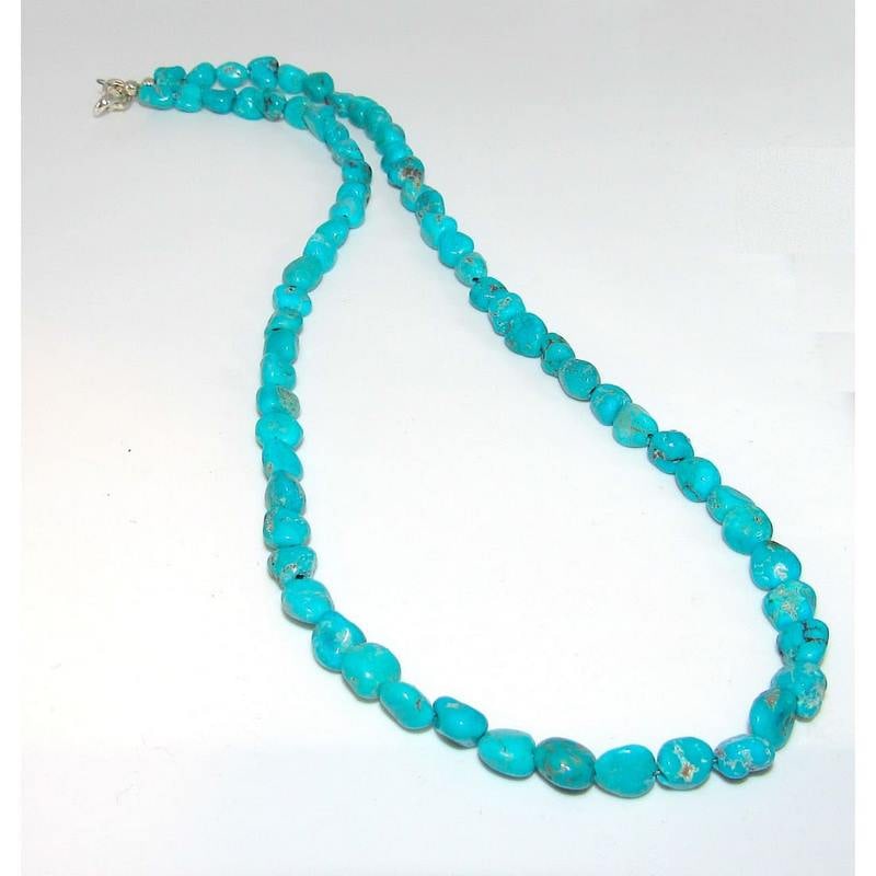 Navajo Kingman Turquoise Nugget Heishi Necklace Sterling Silver (1 of 3)